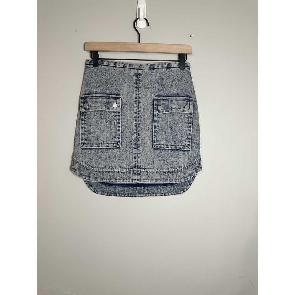 Manning Cartell Acid Wash Denim Cargo Mini Skirt - Curved Hem‎ - AU 8 / US 4